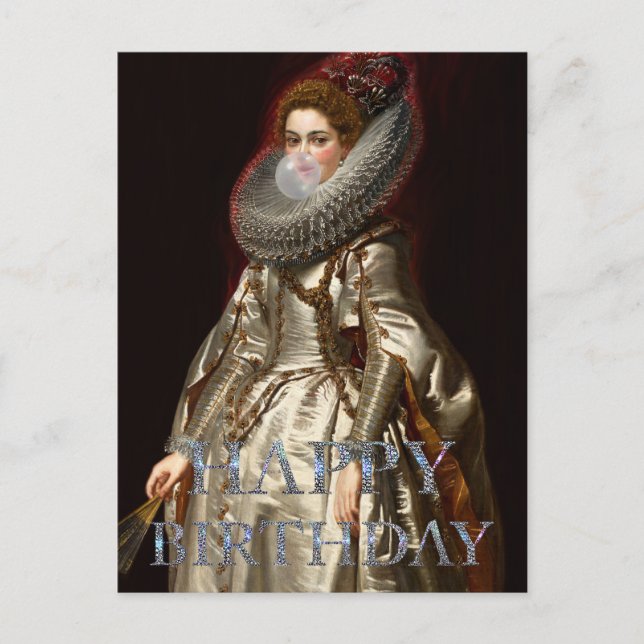 Cartão Postal Divã de chiclete Marchesa Aniversário feliz (Frente)