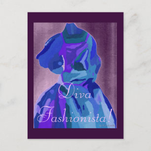 Cartão Postal Diva Fashionista Em Azul I
