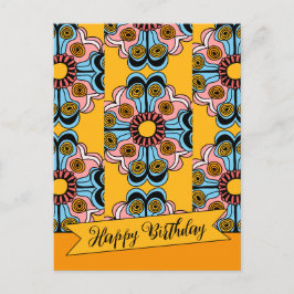 Cartão Postal Diversão alegre flor poder hippie aniversário CC02