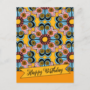 Cartão Postal Diversão alegre flor poder hippie aniversário CC02