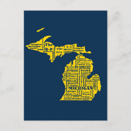 Cartão Postal Diversão Amarelo e Marinho do Estado Azul das cida