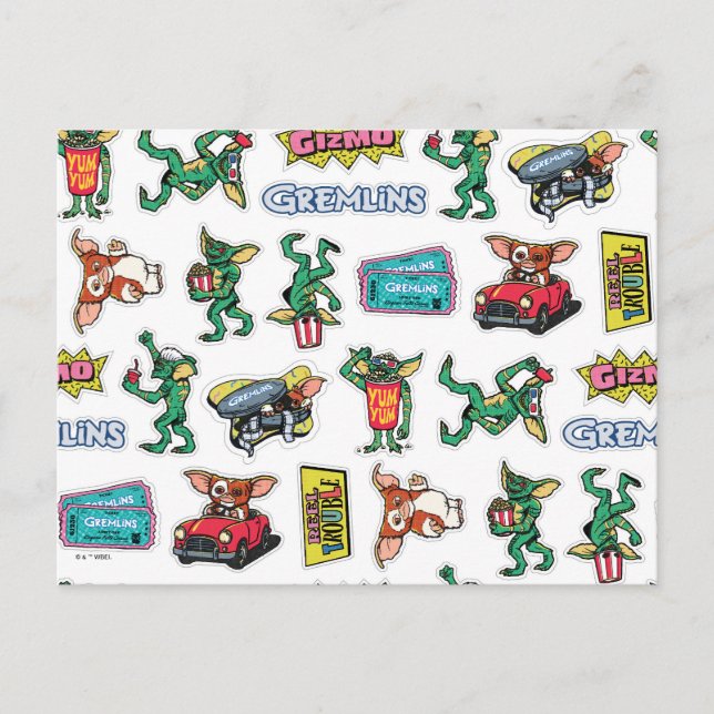 Cartão Postal Diversão com Adesivos Gremlins™ Padrão (Frente)