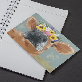 Cartão Postal Diversão da fazenda - Vaca com Coroa Flor