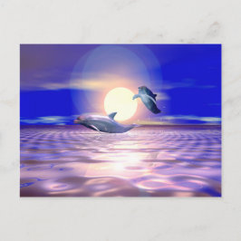 Cartão Postal Diversão de Golfinhos - Dois Golfinhos Saltando