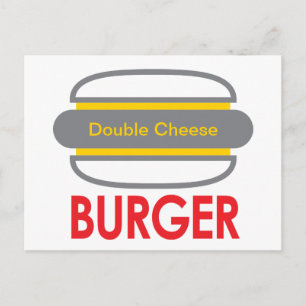 Cartão Postal Diversão de Ícone Burger de Queijo Duplo