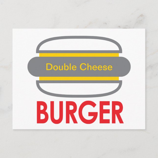 Cartão Postal Diversão de Ícone Burger de Queijo Duplo (Frente)