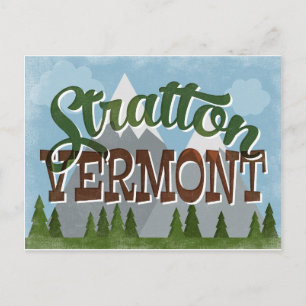 Cartão Postal Diversão de Stratton Vermont Retro Montanhas Snow