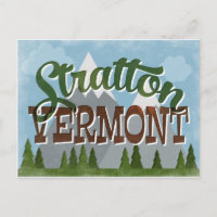 Diversão de Stratton Vermont Retro Montanhas Snowy