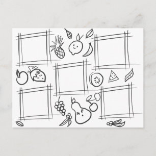 Cartão Postal Diversão Desenhando Frutas Coloridas para Crianças