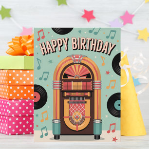 Cartão Postal Diversão do 50 Retro Jukebox, Aniversário