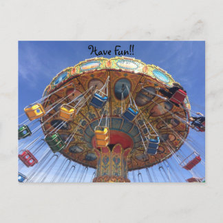 Cartão Postal Diversão do Carrossel Vintage