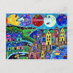 Cartão Postal Diversão Life Beach Space Shuttle Plants Ocean Kid