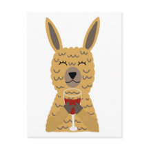 Diversão Llama Bebendo Vinho Vermelho