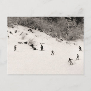 Cartão Postal Diversão nas encostas de esqui