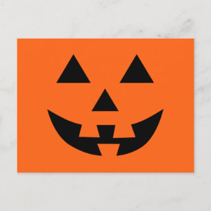 Cartão Postal Diversão no Rosto da Jack O’ Lantern no Halloween