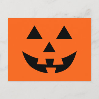 Cartão Postal Diversão no Rosto da Jack O’ Lantern no Halloween