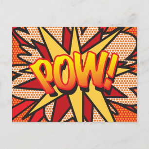 Cartão Postal Diversão POW Arte Pop de Quadrinhos Retrô