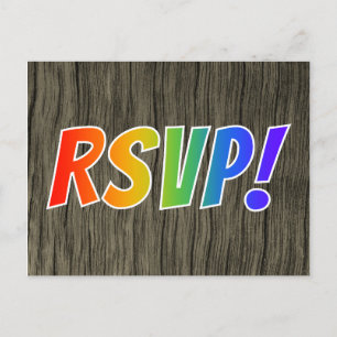 Cartão Postal Diversão Rainbow Letters "RSVP!" + Procura de Mad