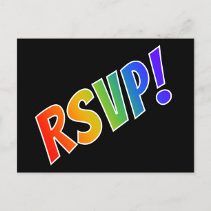 Cartão Postal Diversão, Simples, Colorida Rainbow Letters "RSVP!