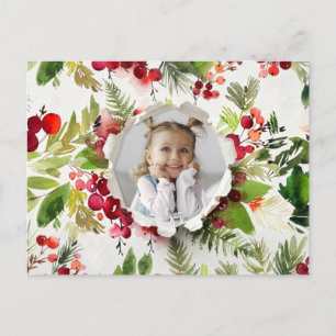 Cartão Postal Diversão Vermelho Verde Foto Família Natal Botânic