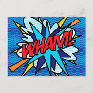 Cartão Postal Diversão WHAM BANG Arte Pop de Revista em Quadrinh