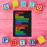 Cartão Postal Diversidade do Orgulho LGBTTQIAAP Acrótico Arco-Ír<br><div class="desc">LGBTQIAAP em cores brilhantes do arco-íris para a comunidade estranha. Celebrar a diversidade de gêneros com tudo isso englobando a sigla orgulho gay para incluir muitas identidades. A abreviação para lésbica,  gay,  bissexual,  transgênero,  transexual,  rainha,  interrogatório,  intersexo,  aliado assexual,  pansexual é um belo e colorido dom aliado.</div>