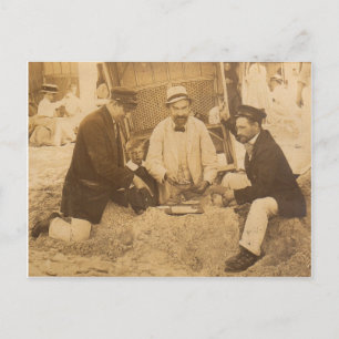Cartão Postal Divertimento de 1914 na praia na Alemanha RPPC