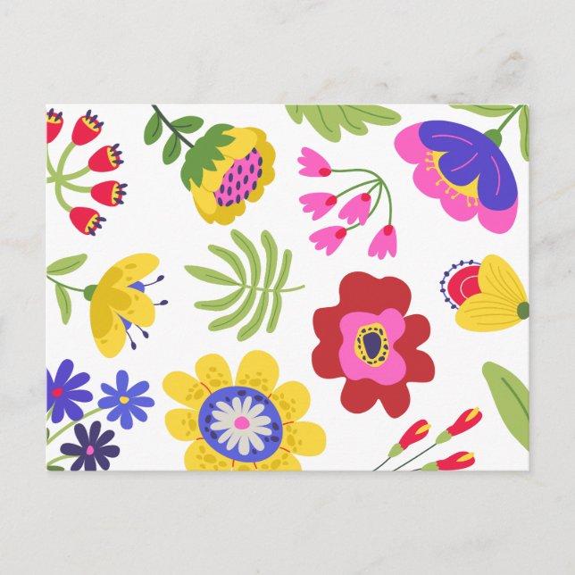 Cartão Postal Divertimento de flores coloridas (Frente)