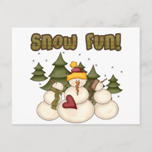 Cartão Postal Divertimento de neve duas Camisetas e presentes
