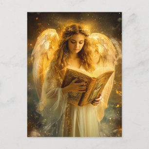 Cartão Postal Divino Wisdom Angel com Bíblia