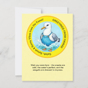 Cartão Postal Divirta-se Seagull verão Havaí saudações
