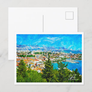 Cartão Postal Divisão da Paisagem de Belo Pintor de Petróleo na