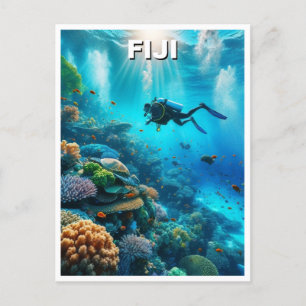 Cartão Postal Divisor de mergulho em Fiji Scuba