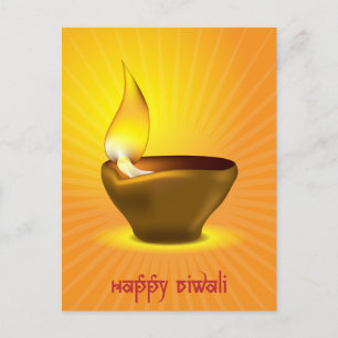Cartão Postal Diwali Diya - Lâmpada de óleo para celebração de d