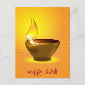 Cartão Postal Diwali Diya - Lâmpada de óleo para celebração de d