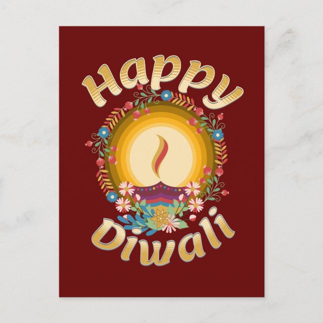 Cartão Postal Diwali Festival das Luzes Hindu Sikh Jain (Frente)