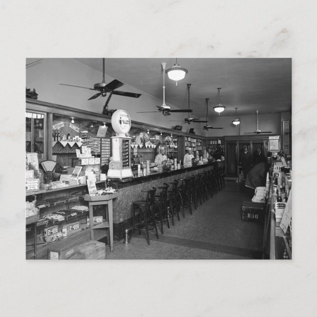 Cartão Postal Dixie Soda Fountain, anos 1920 (Frente)