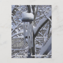 Cartão Postal Dizendo oi de Wisconsin Snowy Chimes