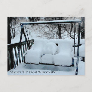 Cartão Postal Dizendo Olá de Wisconsin Dia Nevado