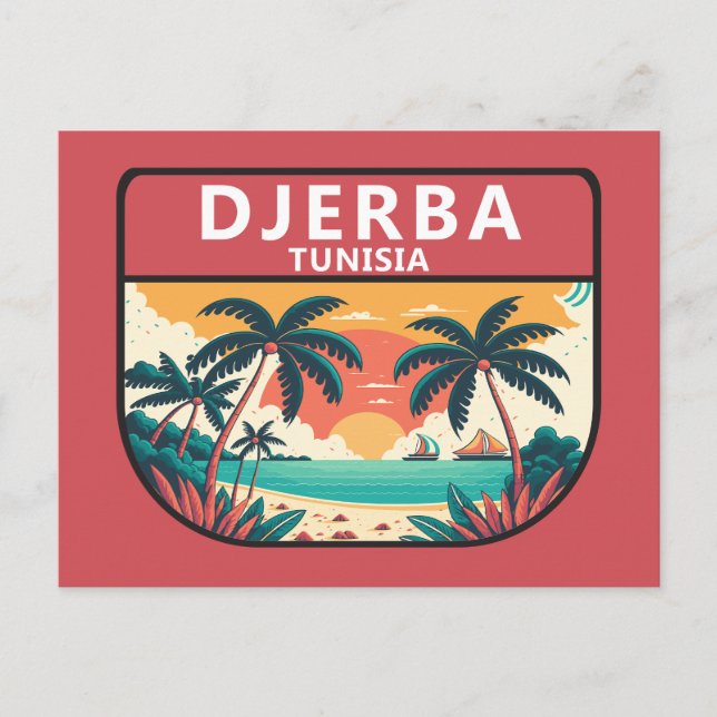 Cartão Postal Djerba Tunísia Retro Emblem (Frente)