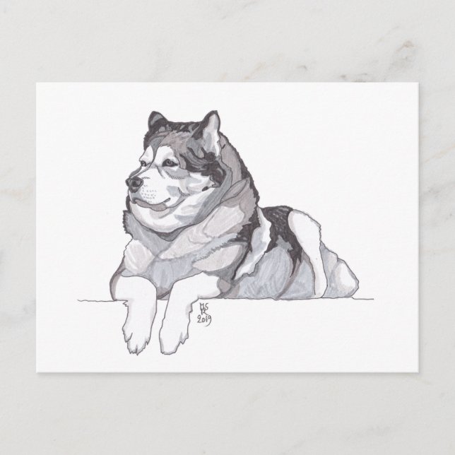 Cartão postal do Alasca Malamute de 2019 (Frente)
