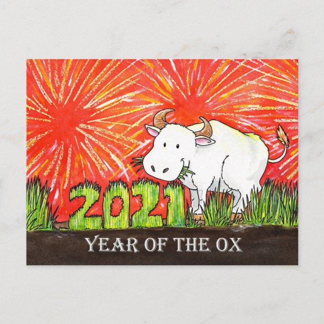 cartão postal do Ano do Boi de 2021 (Frente)