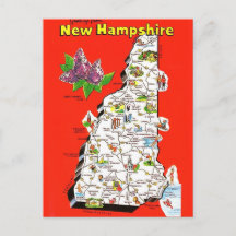 Cartão postal do antigo mapa de New Hampshire
