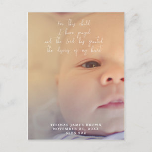 cartão postal do anúncio de nascimento de um bebê