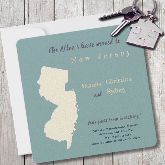 Cartão-postal do Anúncio em Movimento para Nova Je (Moving to New Jersey? Send your friends and family a beautiful personalized announcement!)