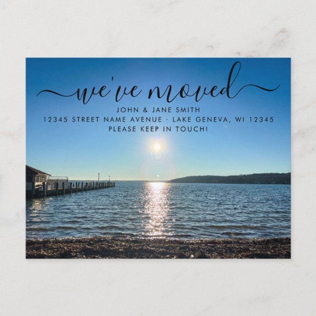 Cartão postal do Anúncio Móvel do Lago Genebra Wis (Frente)