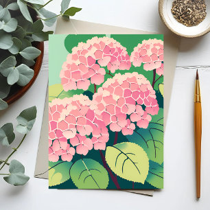 Cartão postal do arbusto de Hortênsia Rosa