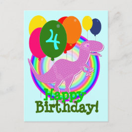 Cartão Postal do Balão de Feliz Aniversário 4 T-Re