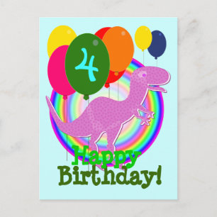 Cartão Postal do Balão de Feliz Aniversário 4 T-Re