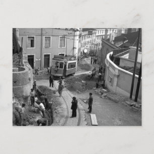 Cartão postal do bonde de Lisboa Portugal 1953